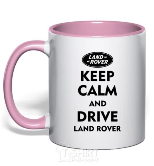 Mug with a colored handle Drive Land Rover light-pink фото