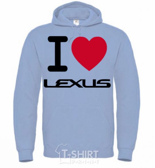 Men`s hoodie I Love Lexus sky-blue фото