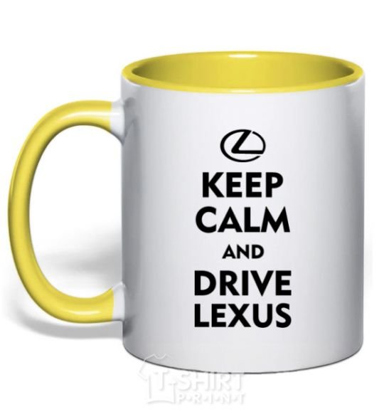 Mug with a colored handle Drive Lexus yellow фото