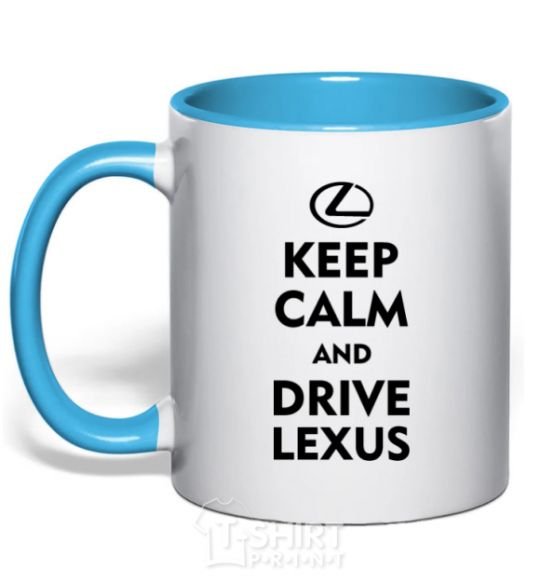 Mug with a colored handle Drive Lexus sky-blue фото