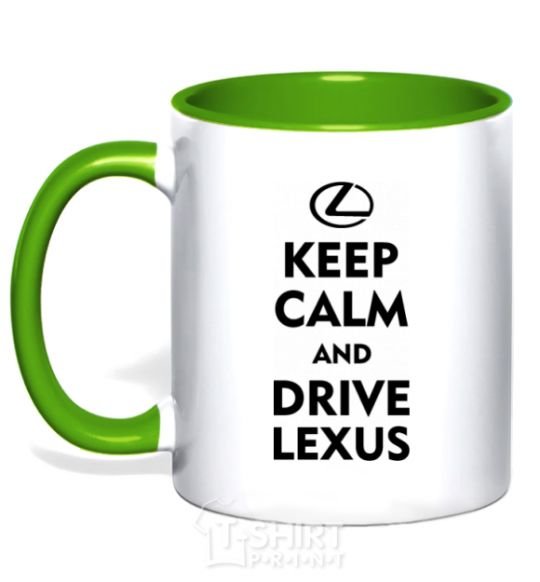 Mug with a colored handle Drive Lexus kelly-green фото