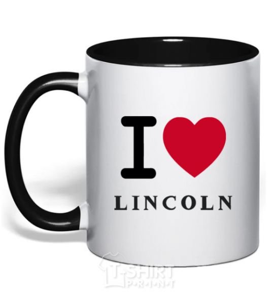 Mug with a colored handle I Love Lincoln black фото