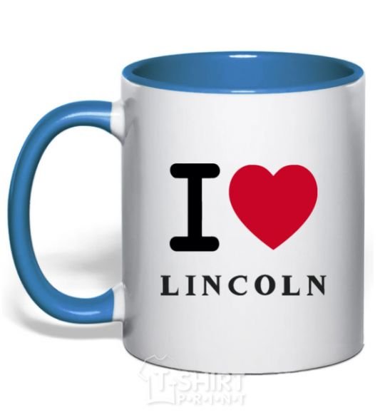 Mug with a colored handle I Love Lincoln royal-blue фото