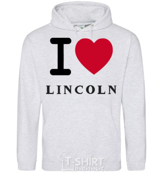 Мужская толстовка (худи) I Love Lincoln Серый меланж фото