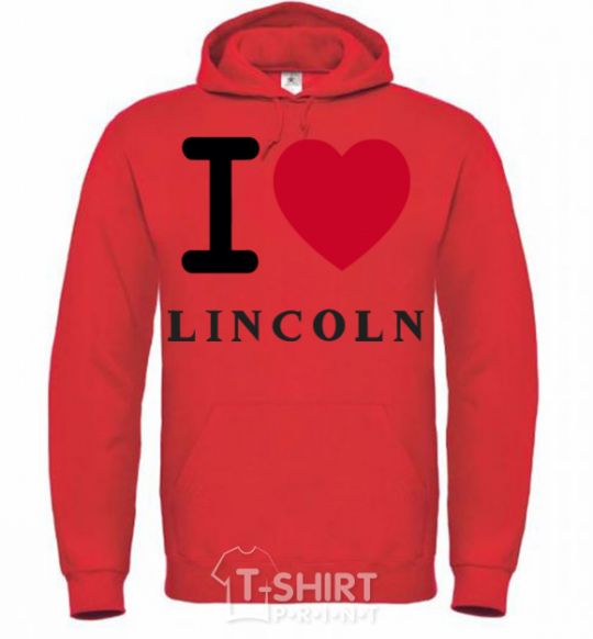 Men`s hoodie I Love Lincoln bright-red фото