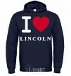 Men`s hoodie I Love Lincoln navy-blue фото