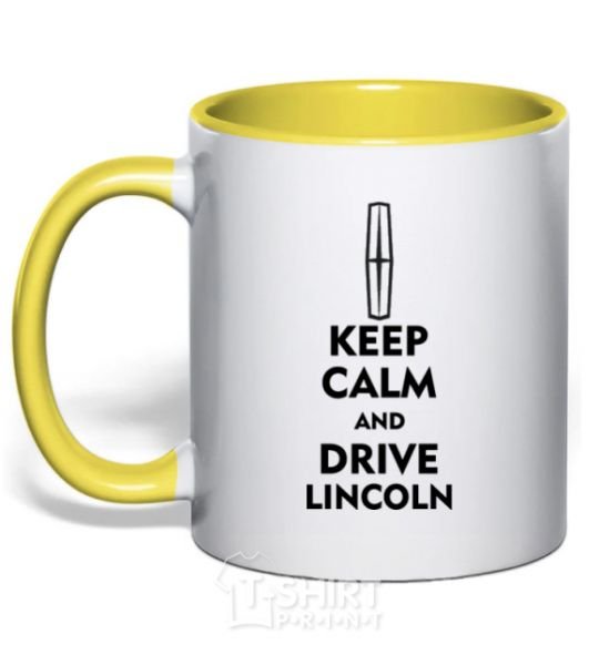 Mug with a colored handle Drive Lincoln yellow фото