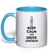 Mug with a colored handle Drive Lincoln sky-blue фото