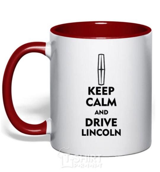 Mug with a colored handle Drive Lincoln red фото