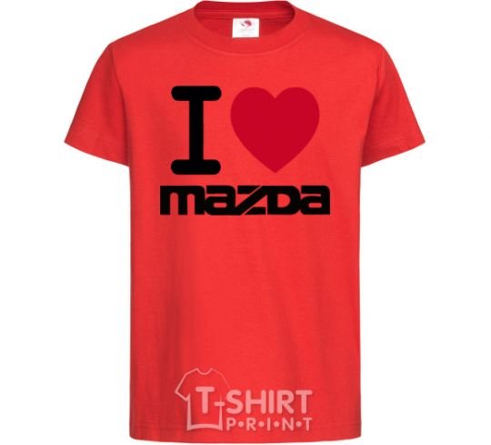 Kids T-shirt I Love Mazda red фото