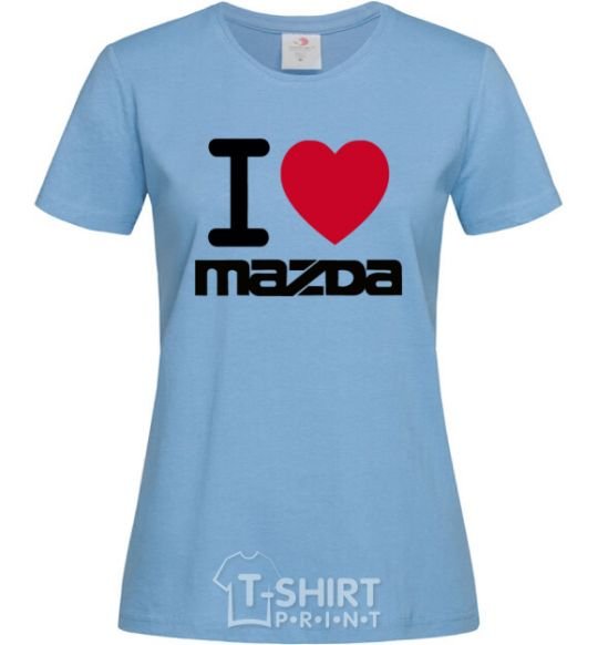 Women's T-shirt I Love Mazda sky-blue фото