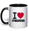 Mug with a colored handle I Love Mazda black фото
