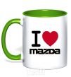 Mug with a colored handle I Love Mazda kelly-green фото