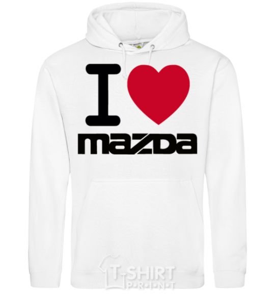 Men`s hoodie I Love Mazda White фото