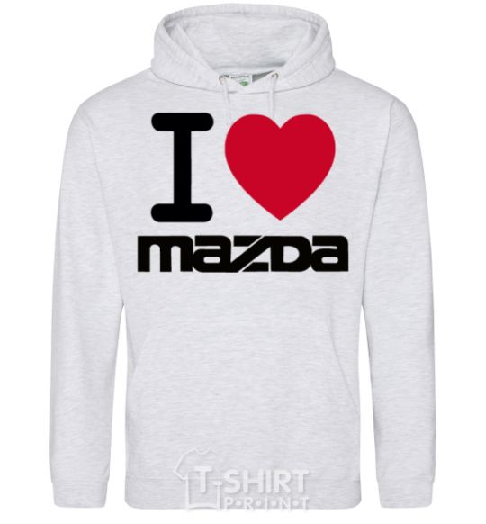 Men`s hoodie I Love Mazda sport-grey фото