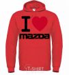 Мужская толстовка (худи) I Love Mazda Ярко-красный фото