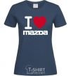 Women's T-shirt I Love Mazda navy-blue фото