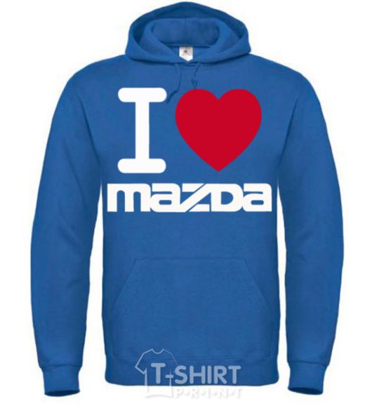 Мужская толстовка (худи) I Love Mazda Сине-зеленый фото
