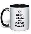 Mug with a colored handle Drive Mazda black фото