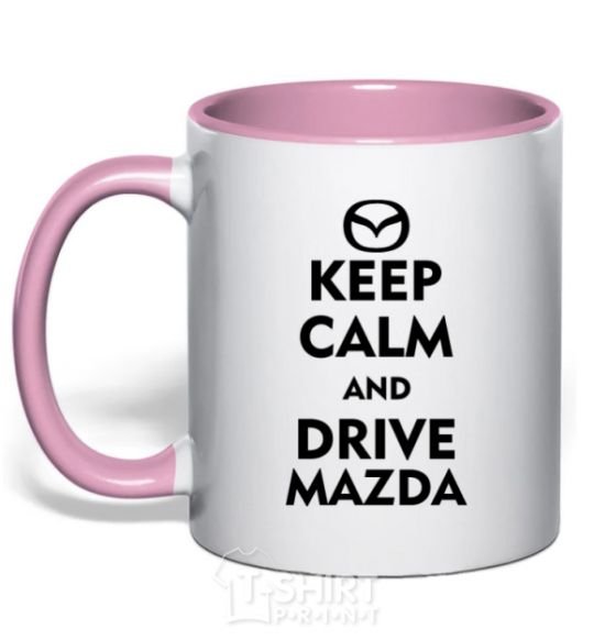 Mug with a colored handle Drive Mazda light-pink фото