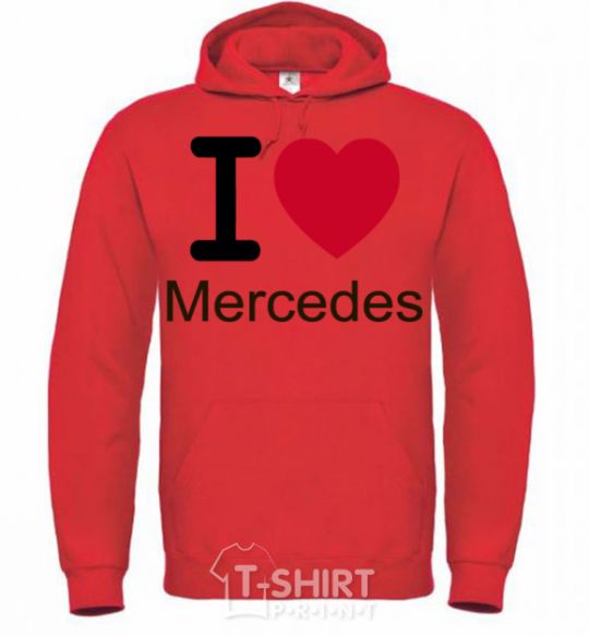 Мужская толстовка (худи) I Love Mercedes Ярко-красный фото