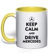 Mug with a colored handle Drive Mercedes yellow фото