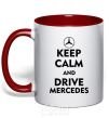 Mug with a colored handle Drive Mercedes red фото