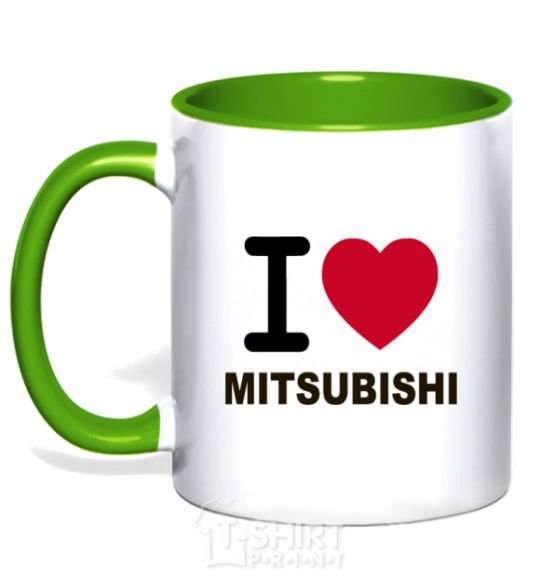 Mug with a colored handle I Love Mitsubishi kelly-green фото