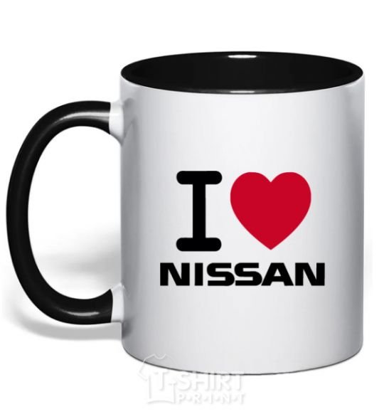 Чашка с цветной ручкой I Love Nissan Черный фото