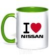 Mug with a colored handle I Love Nissan kelly-green фото