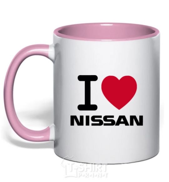 Чашка с цветной ручкой I Love Nissan Нежно розовый фото