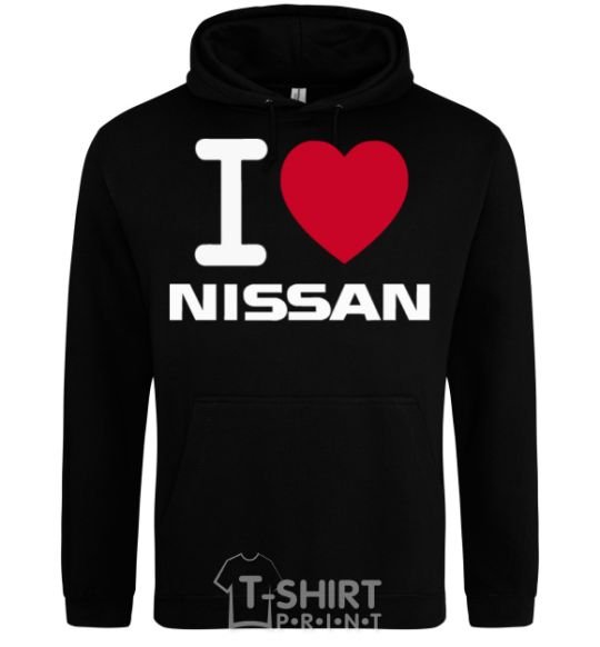 Мужская толстовка (худи) I Love Nissan Черный фото