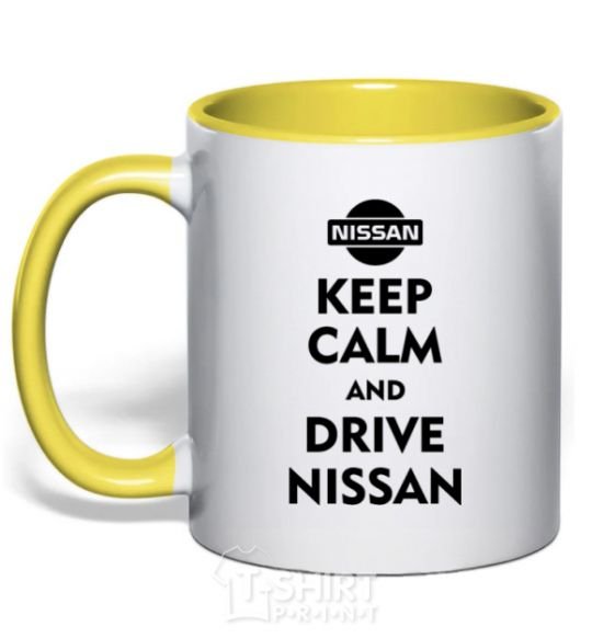 Mug with a colored handle Drive Nissan yellow фото