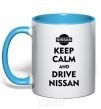 Mug with a colored handle Drive Nissan sky-blue фото