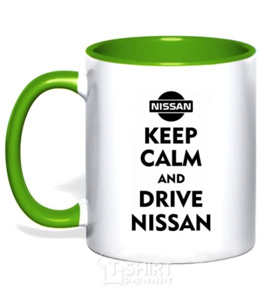 Mug with a colored handle Drive Nissan kelly-green фото