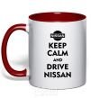 Mug with a colored handle Drive Nissan red фото