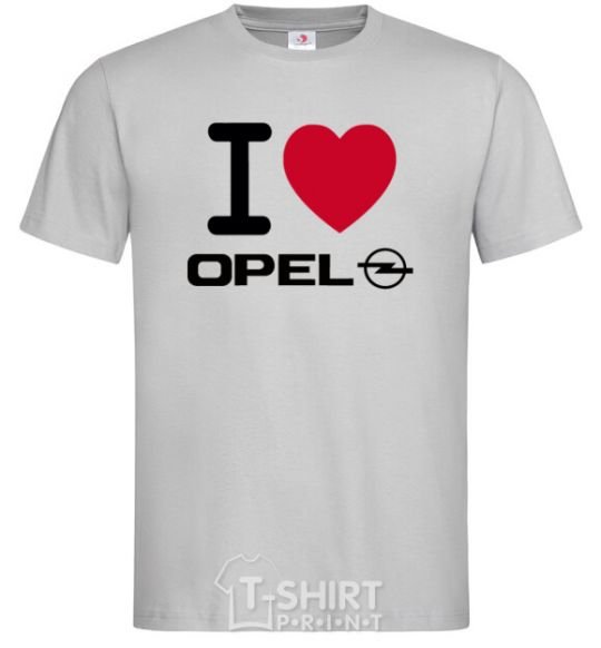 Мужская футболка I Love Opel Серый фото
