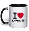 Mug with a colored handle I Love Opel black фото