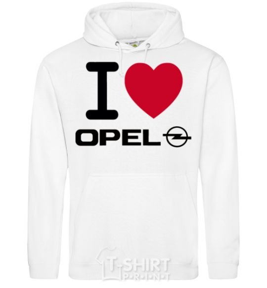 Men`s hoodie I Love Opel White фото