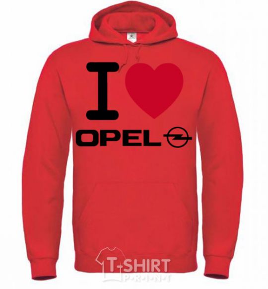 Men`s hoodie I Love Opel bright-red фото