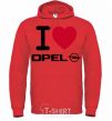 Men`s hoodie I Love Opel bright-red фото