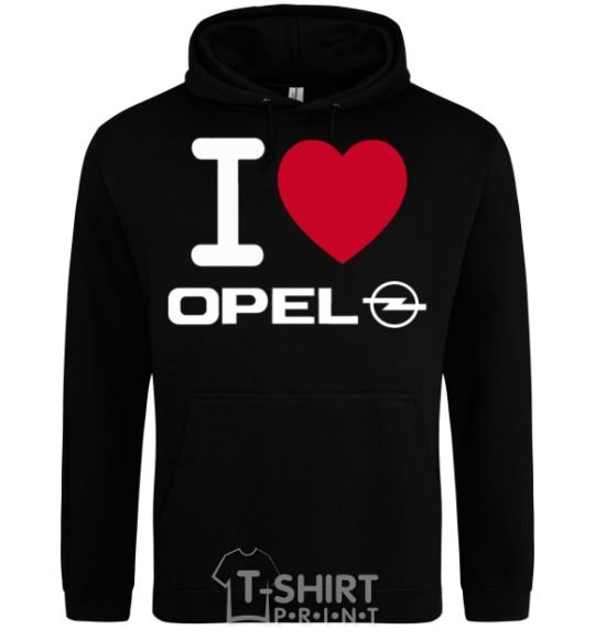 Men`s hoodie I Love Opel black фото