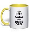 Mug with a colored handle Drive Opel yellow фото