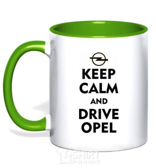 Mug with a colored handle Drive Opel kelly-green фото