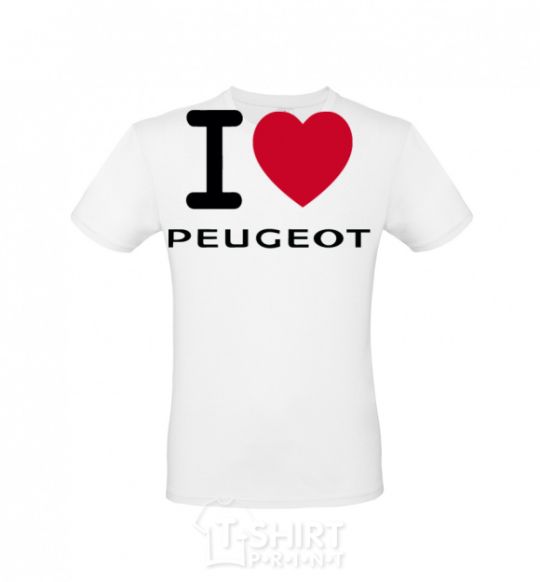 Мужская футболка I Love Peugeot Белый фото