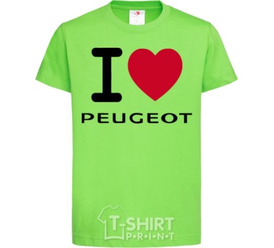 Детская футболка I Love Peugeot Лаймовый фото