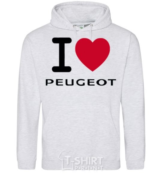 Мужская толстовка (худи) I Love Peugeot Серый меланж фото