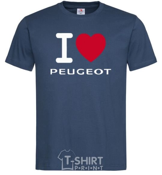 Мужская футболка I Love Peugeot Темно-синий фото