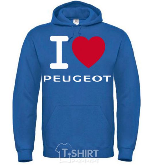 Мужская толстовка (худи) I Love Peugeot Сине-зеленый фото