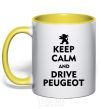 Mug with a colored handle Drive Peugeot yellow фото